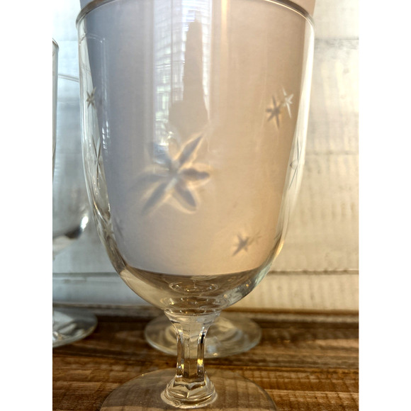 Set 4 Vintage MCM Barware Quartzex Crystal Star Dust Atomic Water Wine Goblet - Picture 3 of 5